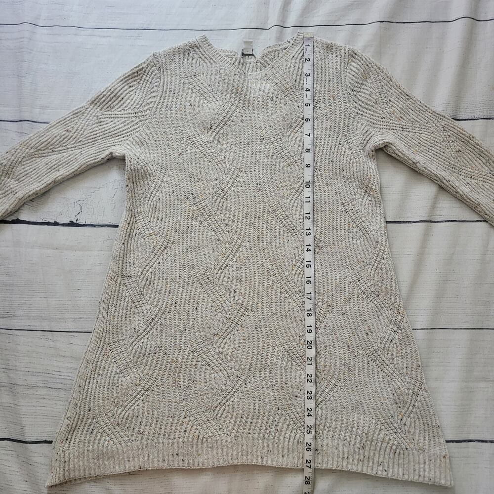 J.Jill Size XS Cream Speckled Sweater Long Pullover Cable‎ Stitch Relaxed Fit - Picture 4 of 9